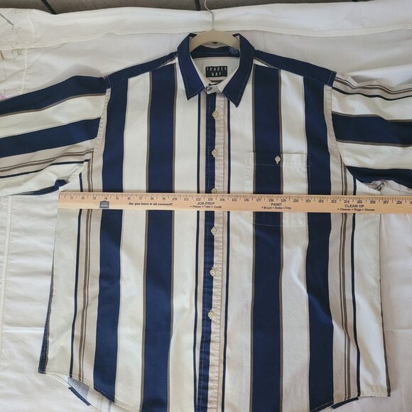Navy Blue Striped Mens Long Sleeve Trader Bay Shirt Size XL - Picture 12 of 14